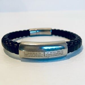 Faux Leather Bracelet with The Lord’s Prayer